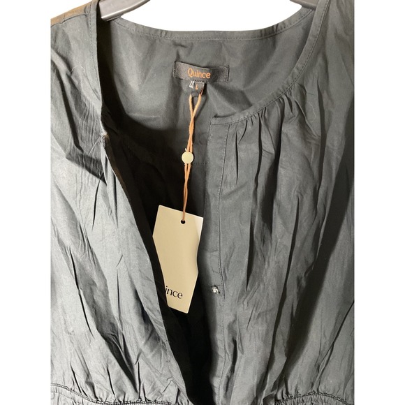 NWT Quince Black Organic Cotton Tiered Midi Dress‎ Short Sleeve - Picture 3 of 4